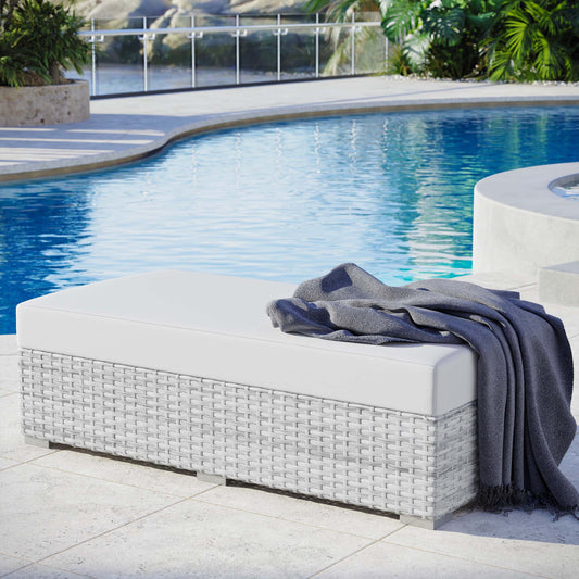 Conversation Alfresco Rectangular Ottoman, Light Gray & White