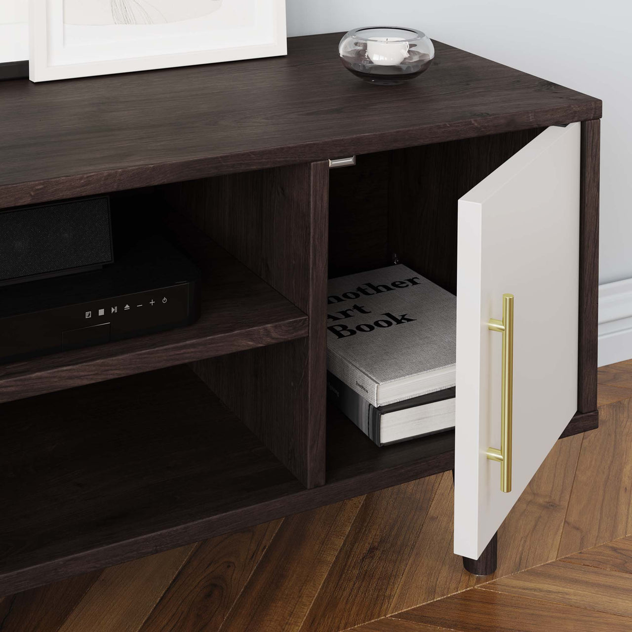 Tyler TV Stand, Espresso & White