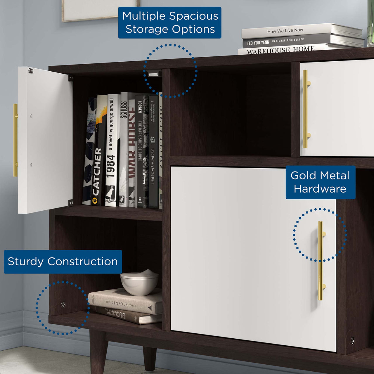Tyler Display Stand, Espresso & White