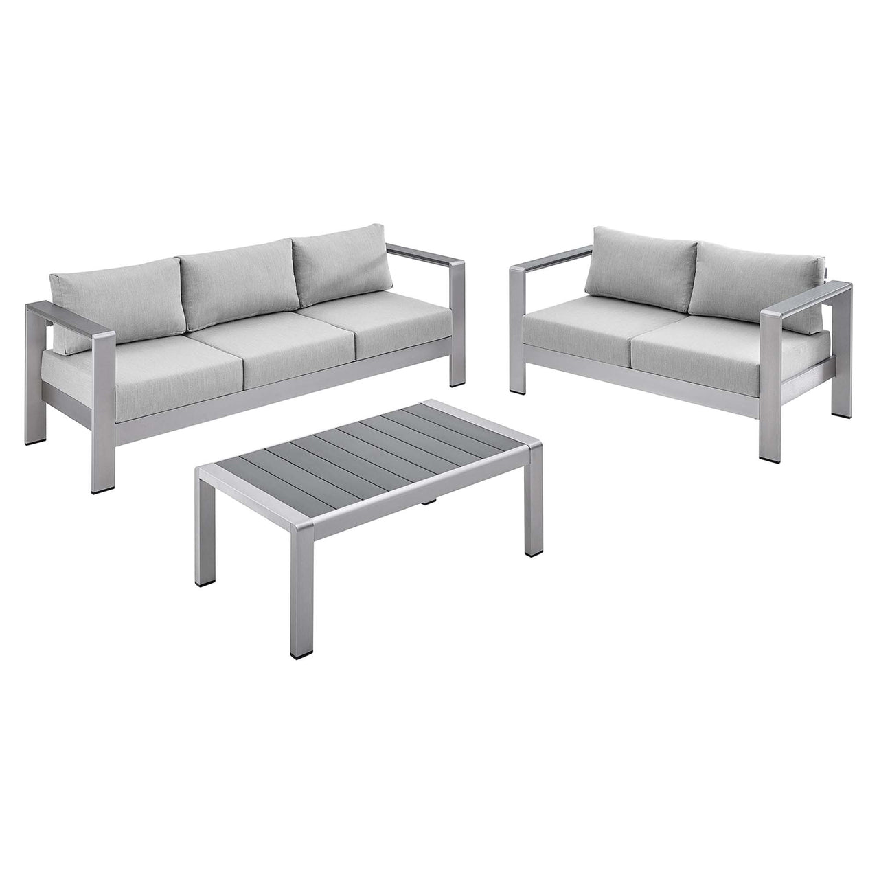 Shorea 3-Piece Sunbrella® Fabric Alfresco Set, Silver & Gray
