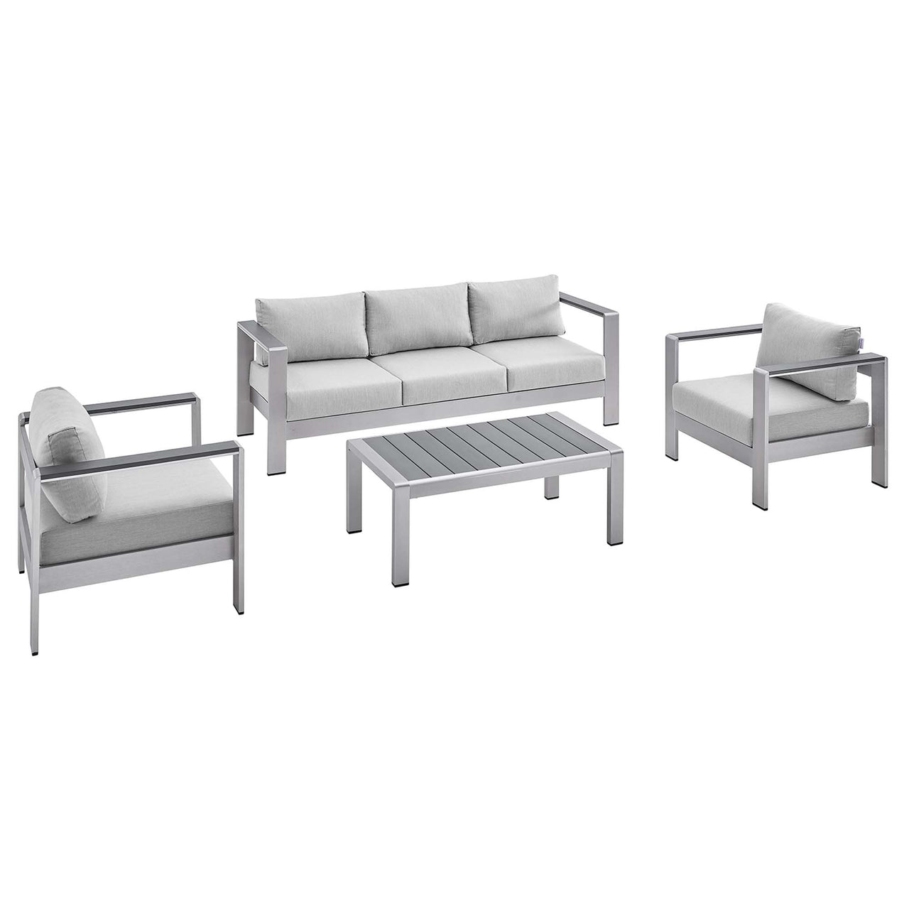 Shorea 4-Piece Sunbrella® Fabric Alfresco Set, Silver & Gray