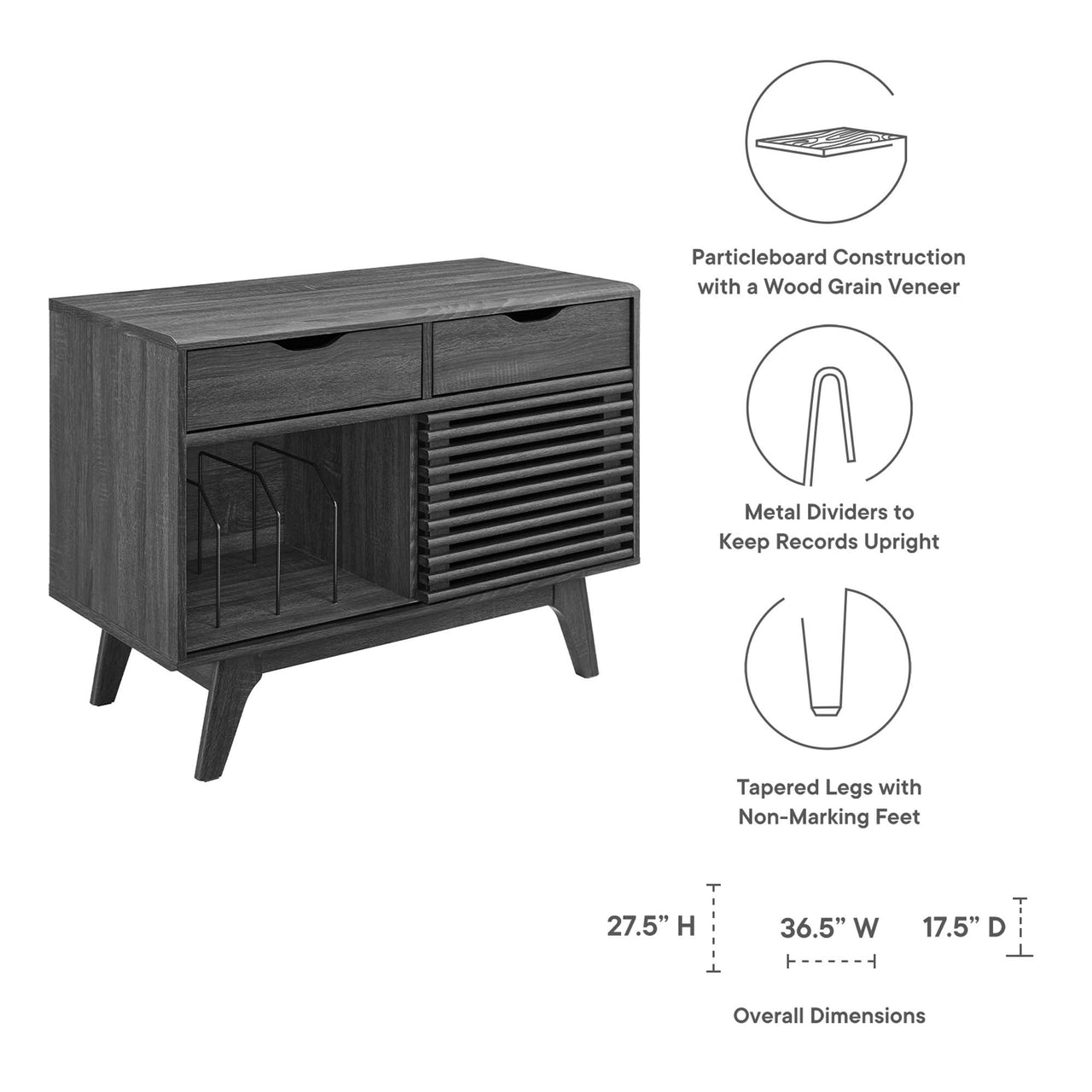 Ventral Vinyl Cabinet, Large, Charcoal