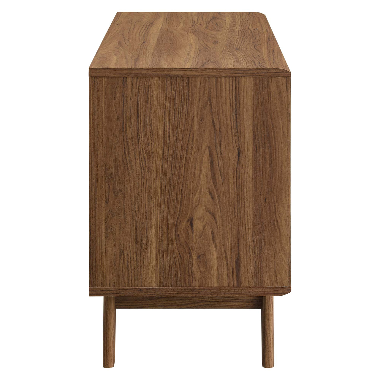 Lunel Vinyl Display Cabinet, Walnut & White