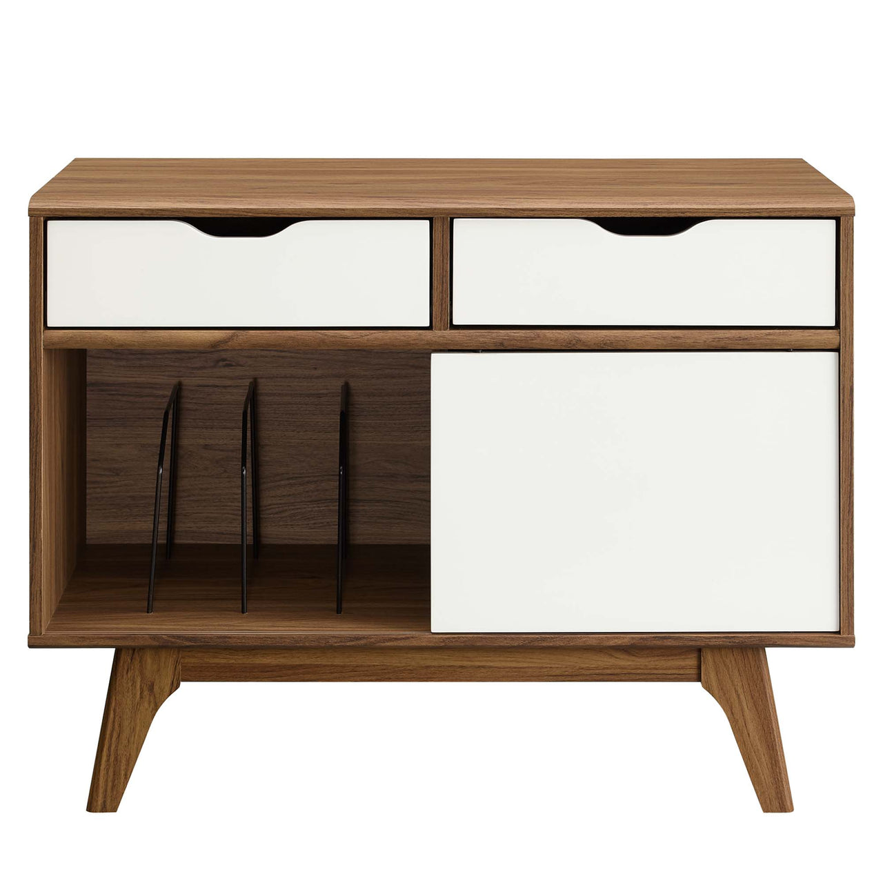 Lunel Vinyl Display Cabinet, Walnut & White