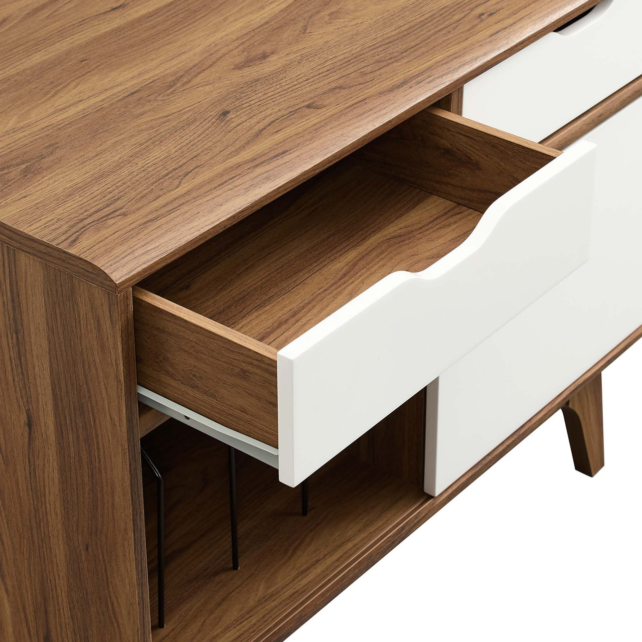 Lunel Vinyl Display Cabinet, Walnut & White