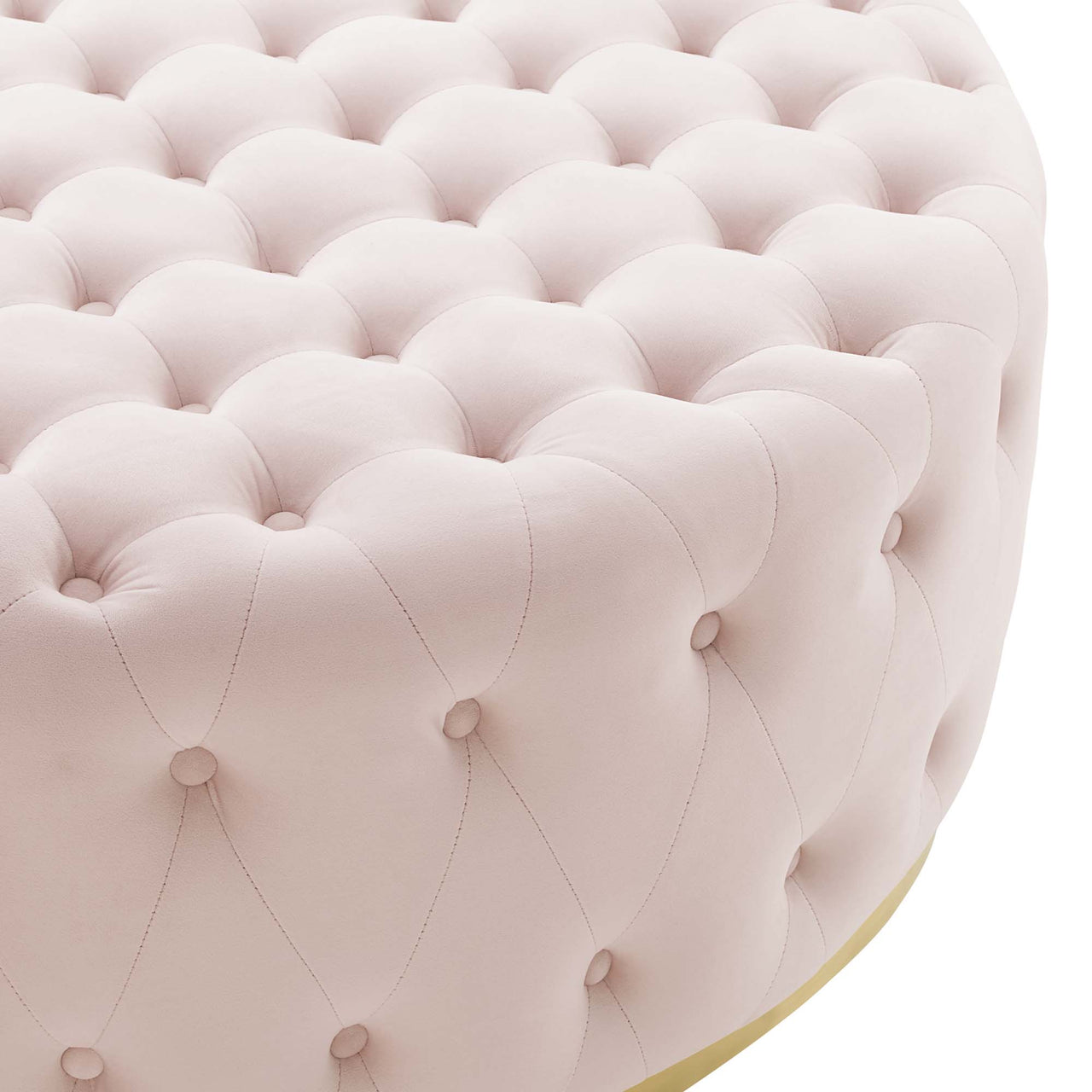 Revona Round Velvet Ottoman, Pink