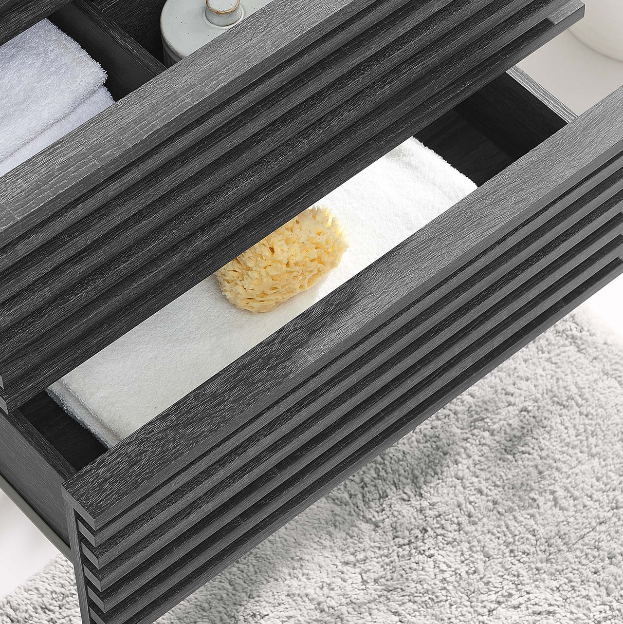 Ventra Floating Vanity Base with Storage, Small, Charcoal