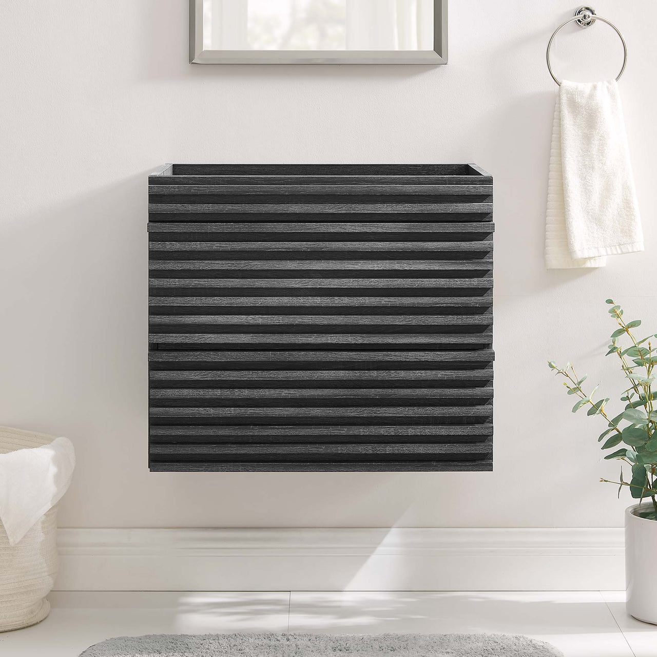 Ventra Floating Vanity Base with Storage, Small, Charcoal