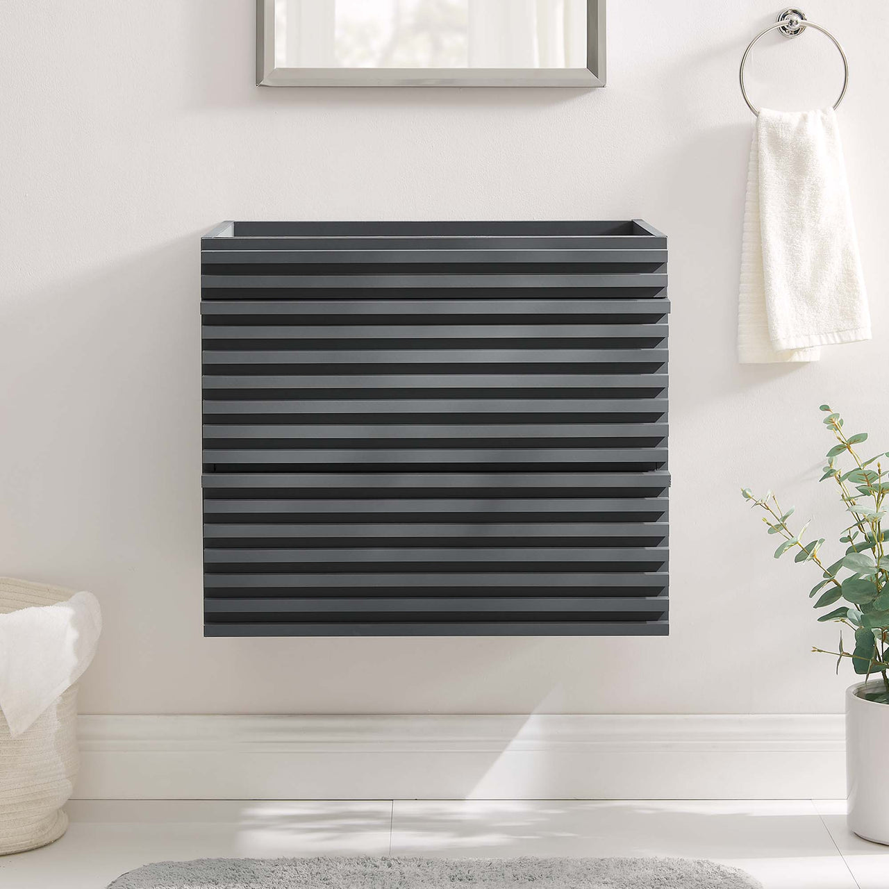 Ventra Floating Vanity Base with Storage, Small, Gray