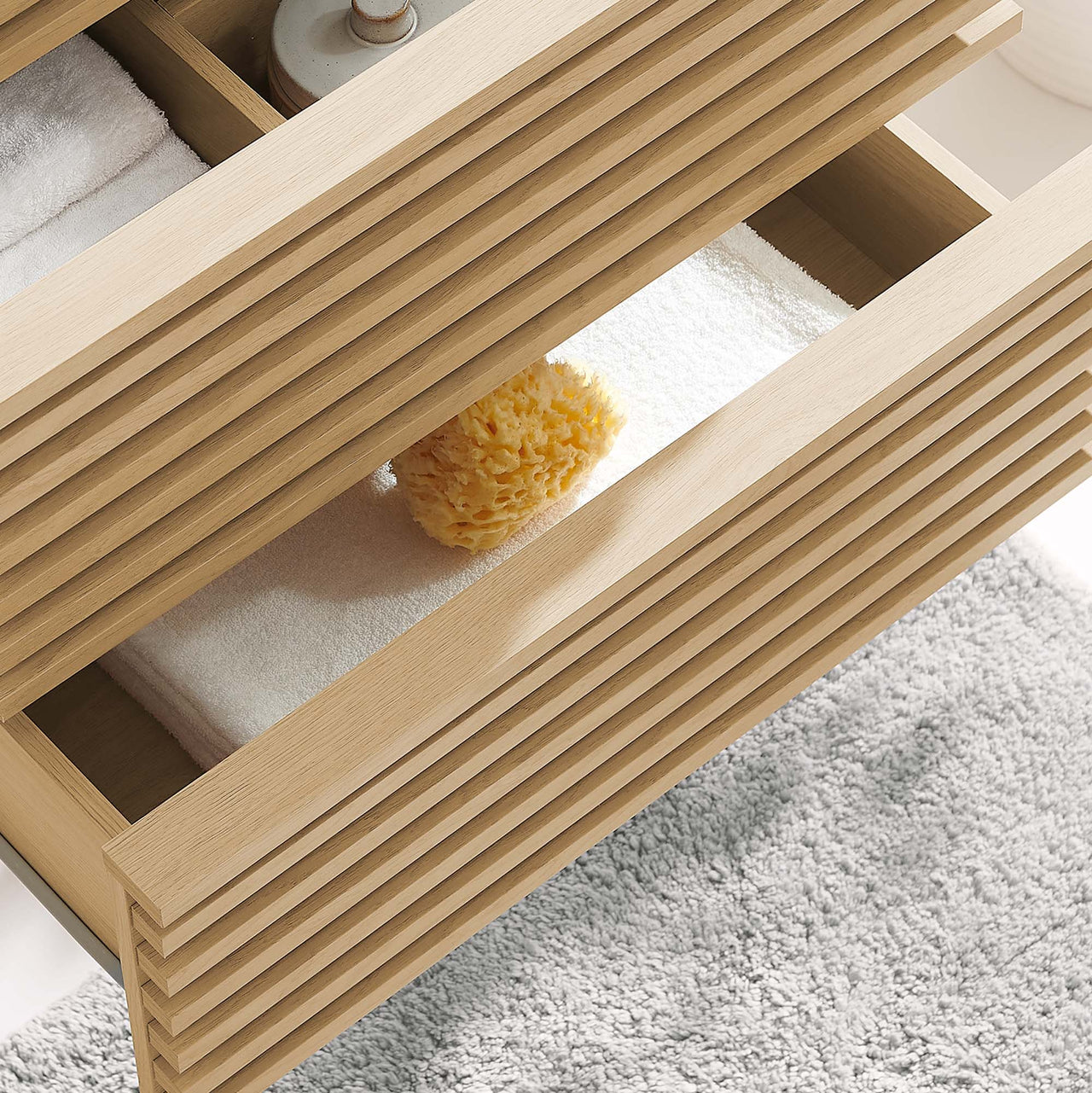 Ventra Floating Vanity Base with Storage, Small, Oak