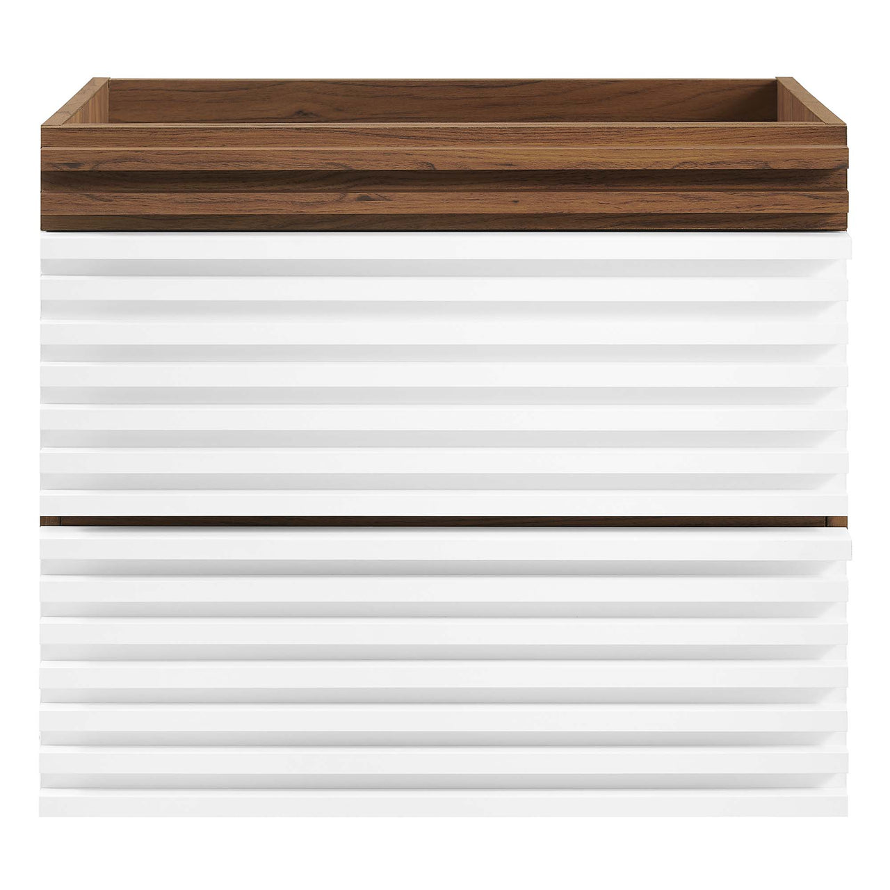 Ventra Floating Vanity Base with Storage, Small, White & Walnut