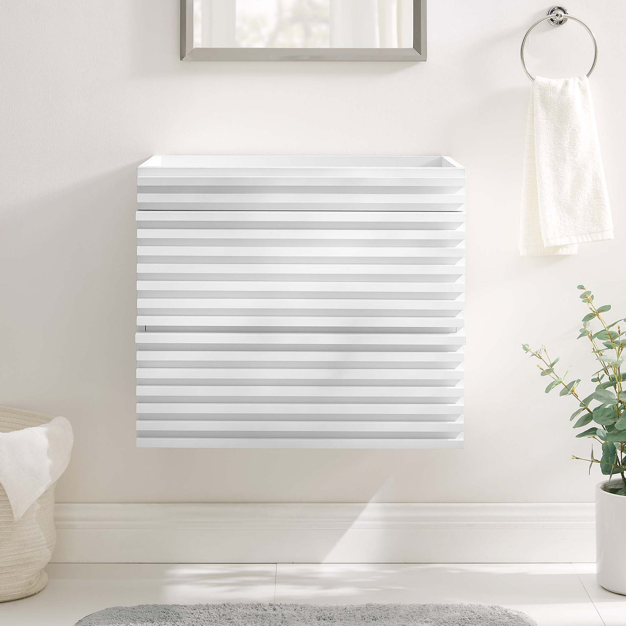 Ventra Floating Vanity Base with Storage, Small, White