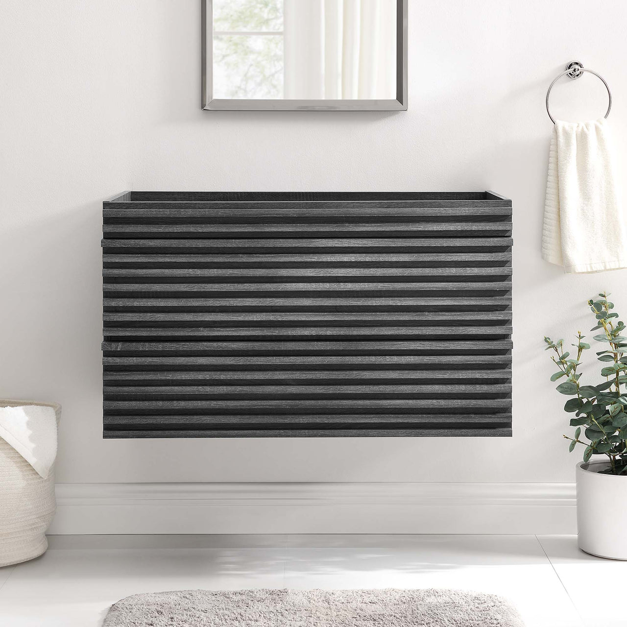 Ventra Floating Vanity Base with Storage, Large, Charcoal