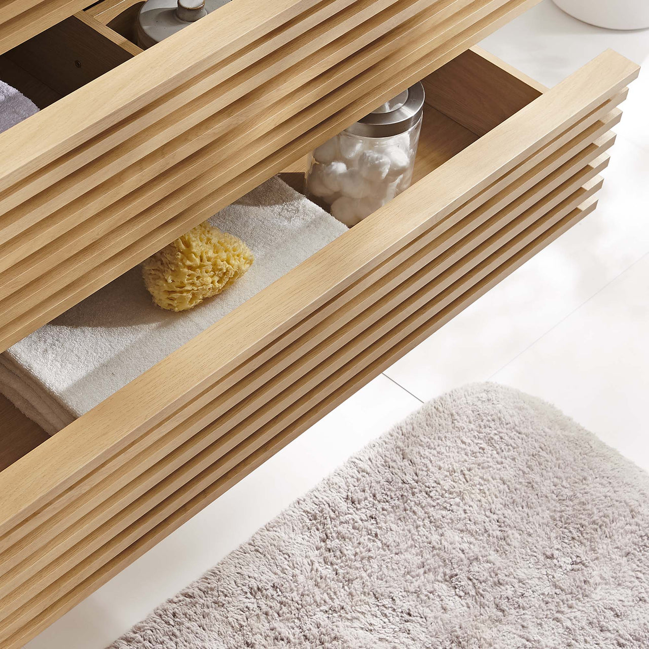 Ventra Floating Vanity Base with Storage, Large, Oak