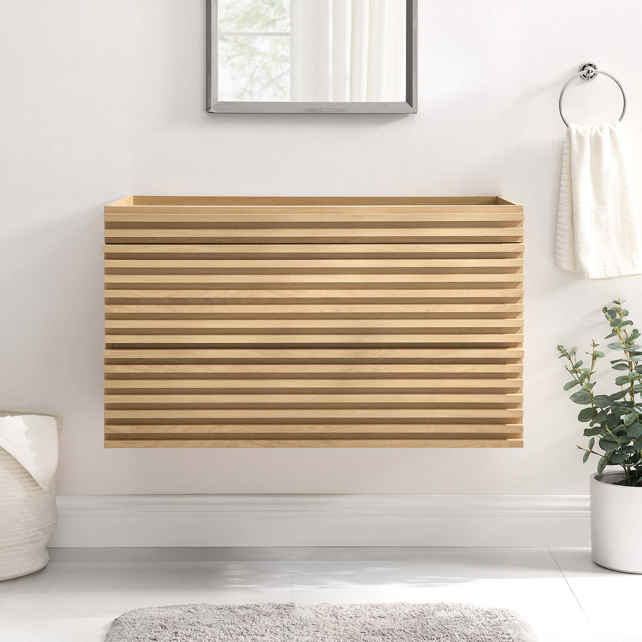 Ventra Floating Vanity Base with Storage, Large, Oak