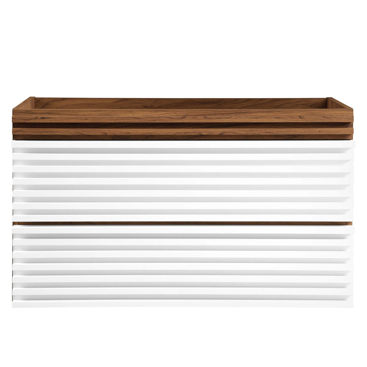 Ventra Floating Vanity Base with Storage, Large, White & Walnut