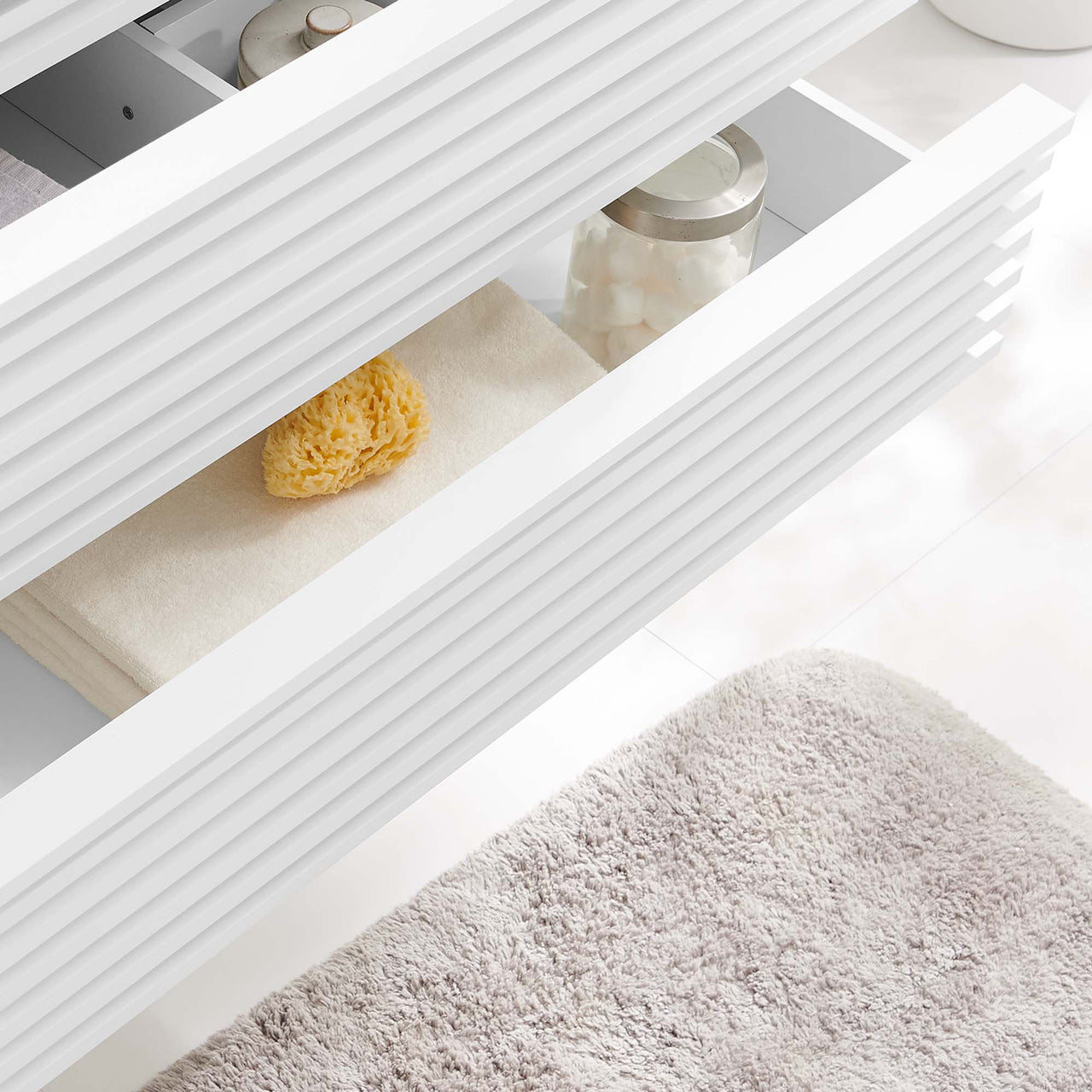 Ventra Floating Vanity Base with Storage, Large, White