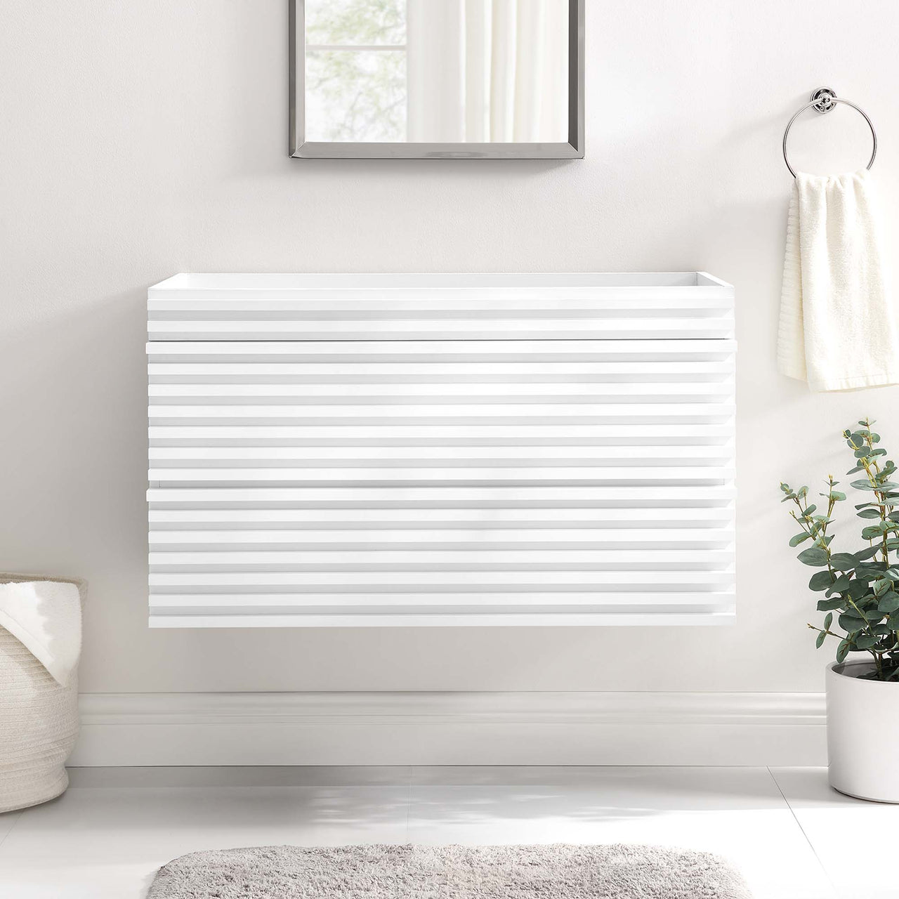 Ventra Floating Vanity Base with Storage, Large, White