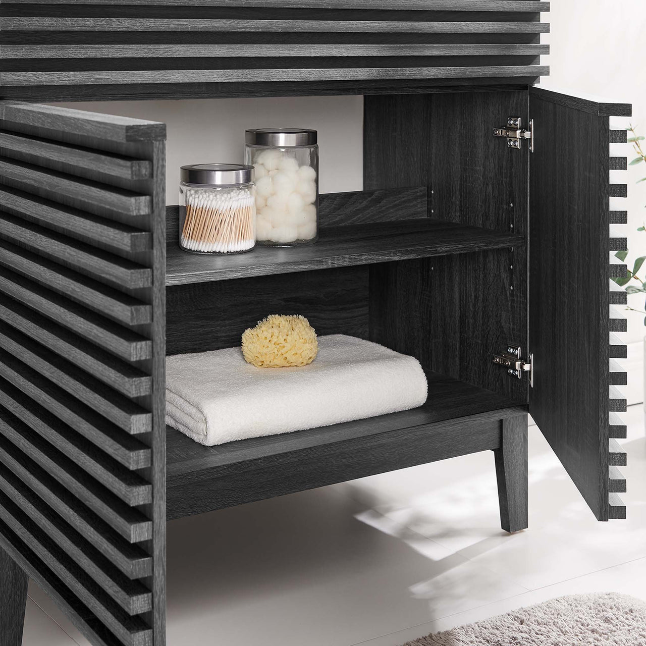 Ventra Vanity Base with Storage, Large, Charcoal