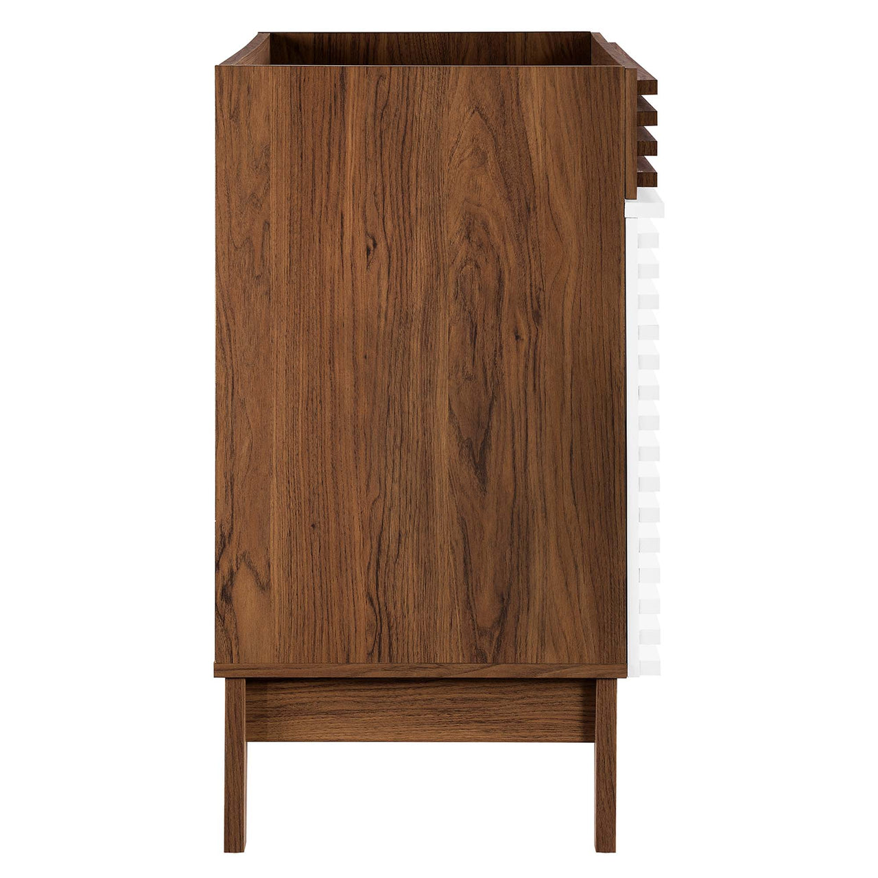 Ventra Vanity Base with Storage, Large, White & Walnut
