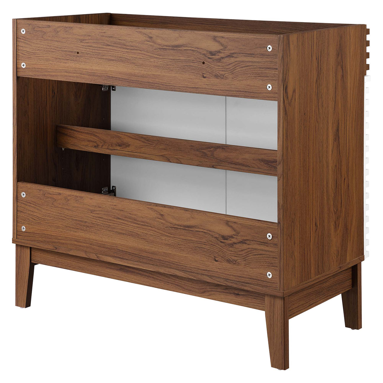 Ventra Vanity Base with Storage, Large, White & Walnut