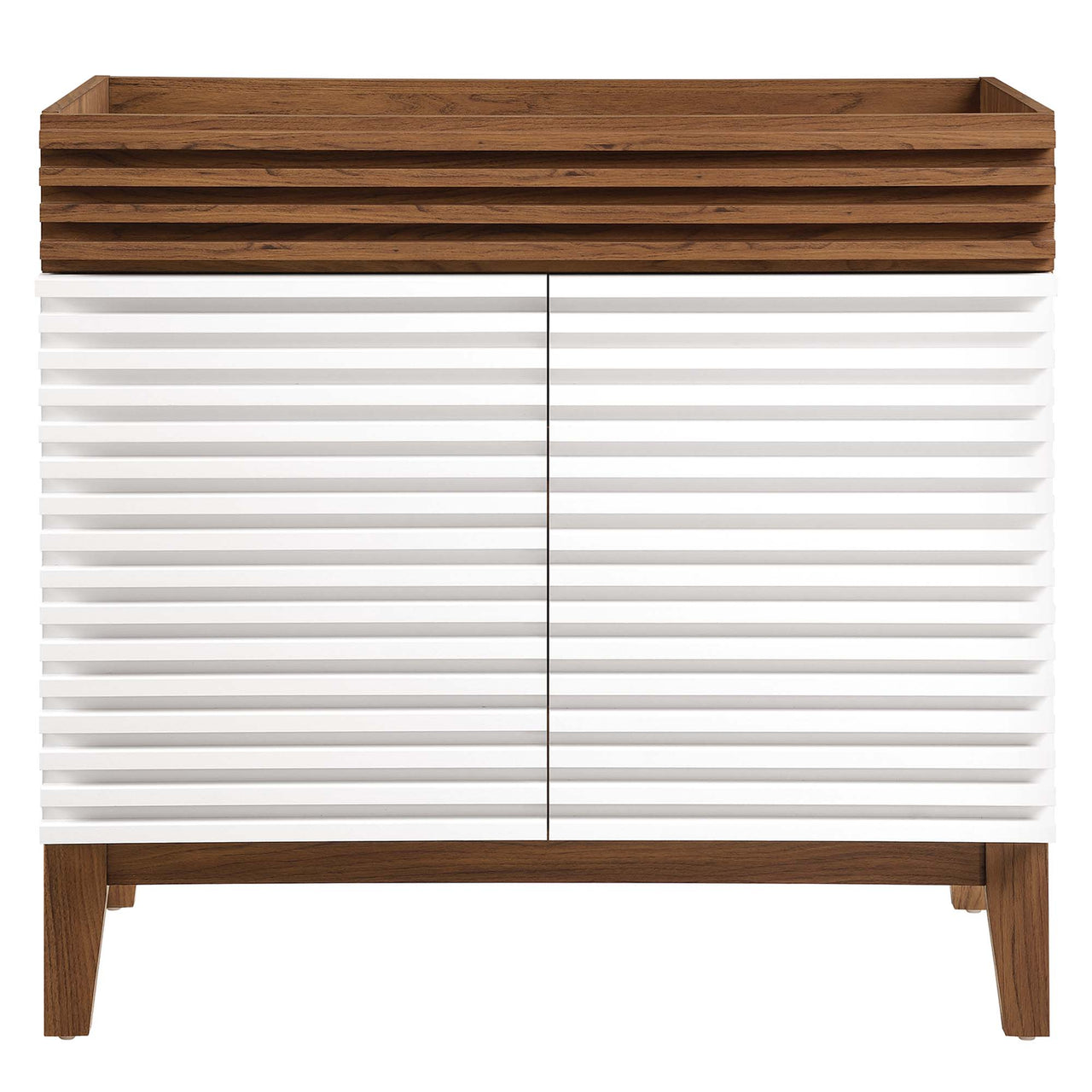 Ventra Vanity Base with Storage, Large, White & Walnut