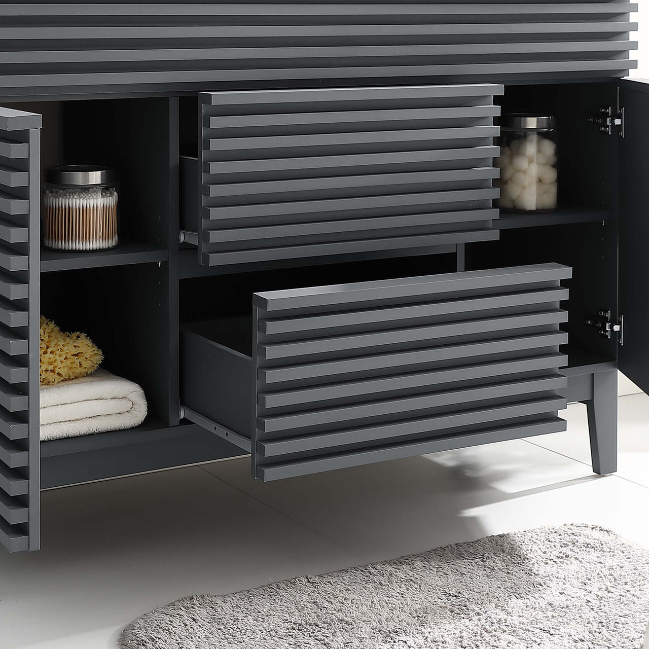 Ventra Vanity Base with Storage (Single Sink Compatible), Extra Large, Gray