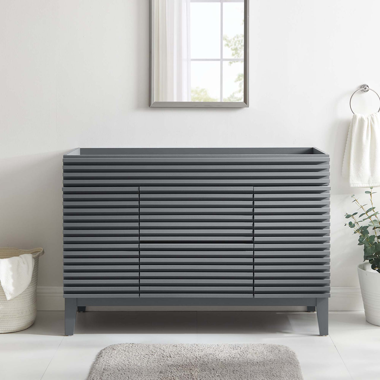 Ventra Vanity Base with Storage (Single Sink Compatible), Extra Large, Gray