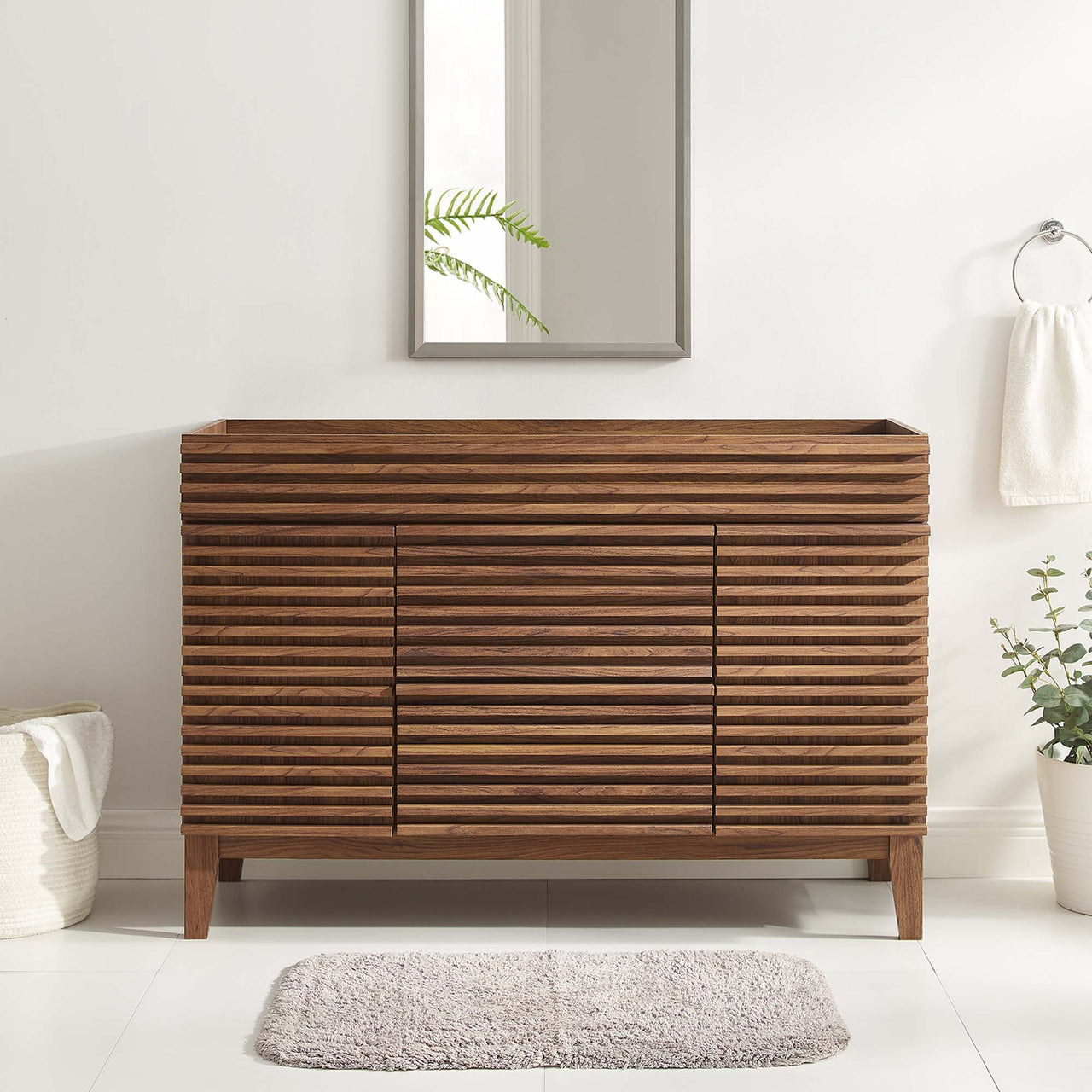 Ventra Vanity Base with Storage (Single Sink Compatible), Extra Large, Walnut