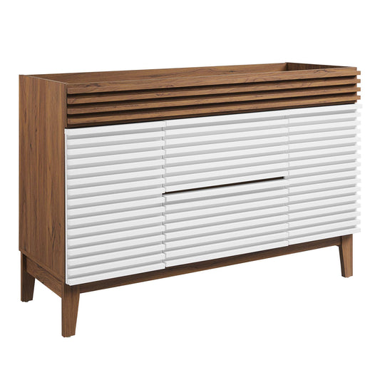 Ventra Vanity Base with Storage (Single Sink Compatible), Extra Large, White & Walnut