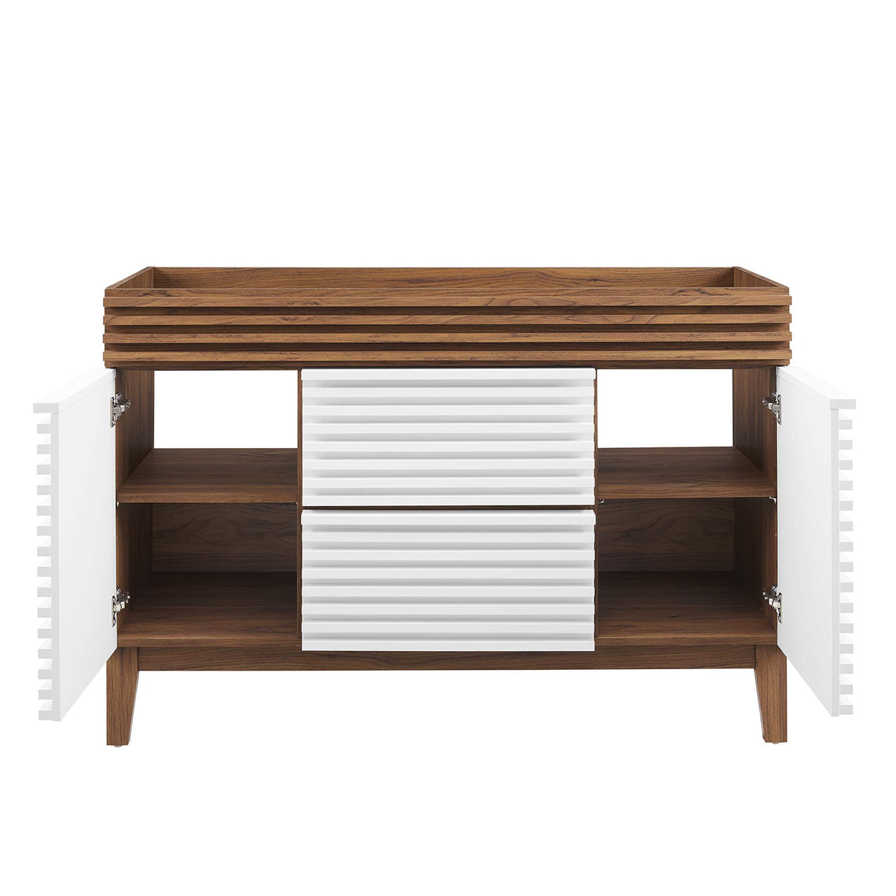 Ventra Vanity Base with Storage (Single Sink Compatible), Extra Large, White & Walnut