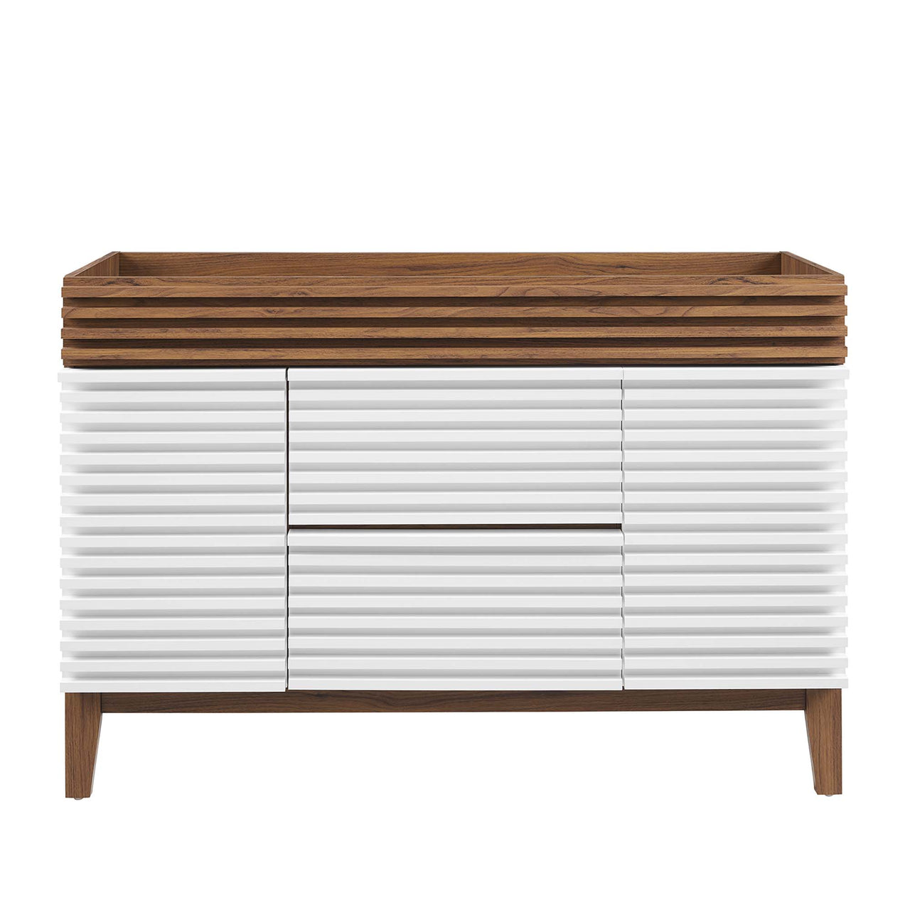 Ventra Vanity Base with Storage (Single Sink Compatible), Extra Large, White & Walnut