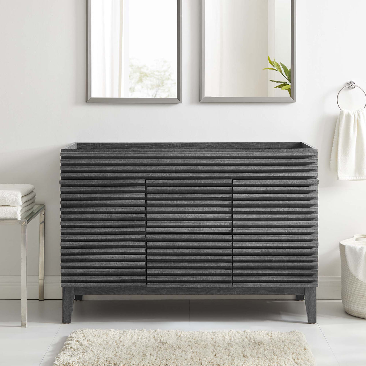 Ventra Vanity Base with Storage (Double Sink Compatible), Extra Large, Charcoal