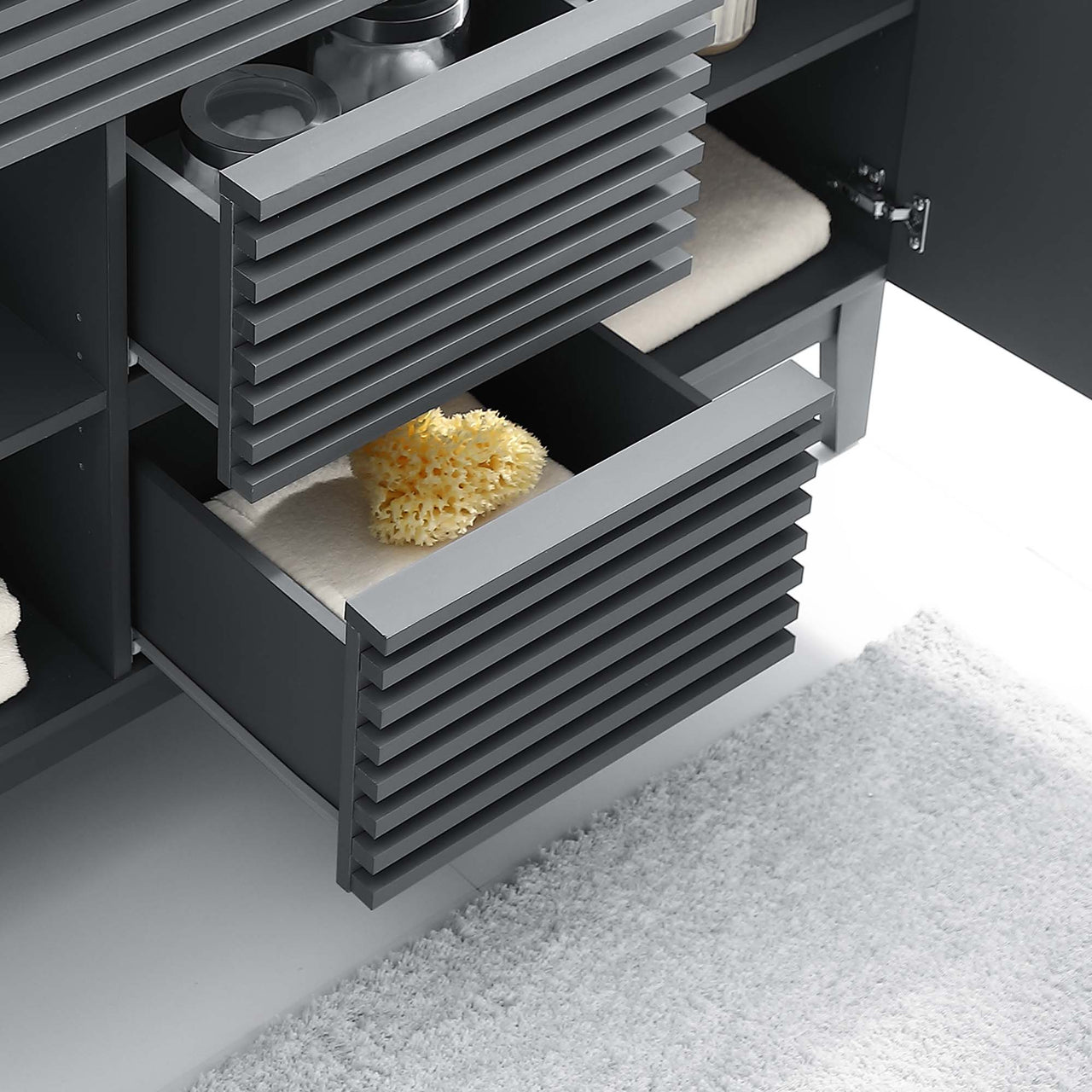 Ventra Vanity Base with Storage (Double Sink Compatible), Extra Large, Gray