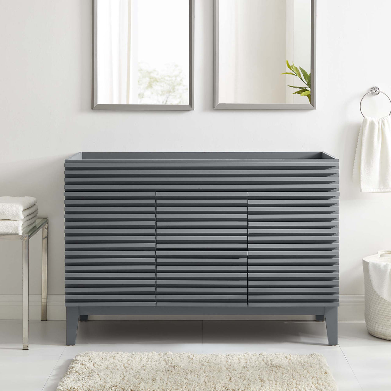 Ventra Vanity Base with Storage (Double Sink Compatible), Extra Large, Gray