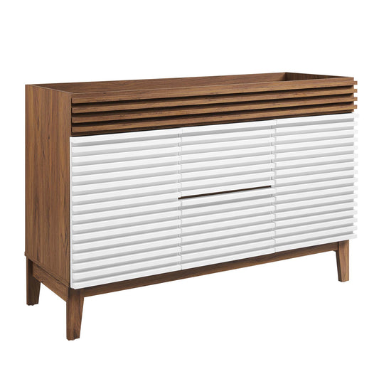 Ventra Vanity Base with Storage (Double Sink Compatible), Extra Large, White & Walnut