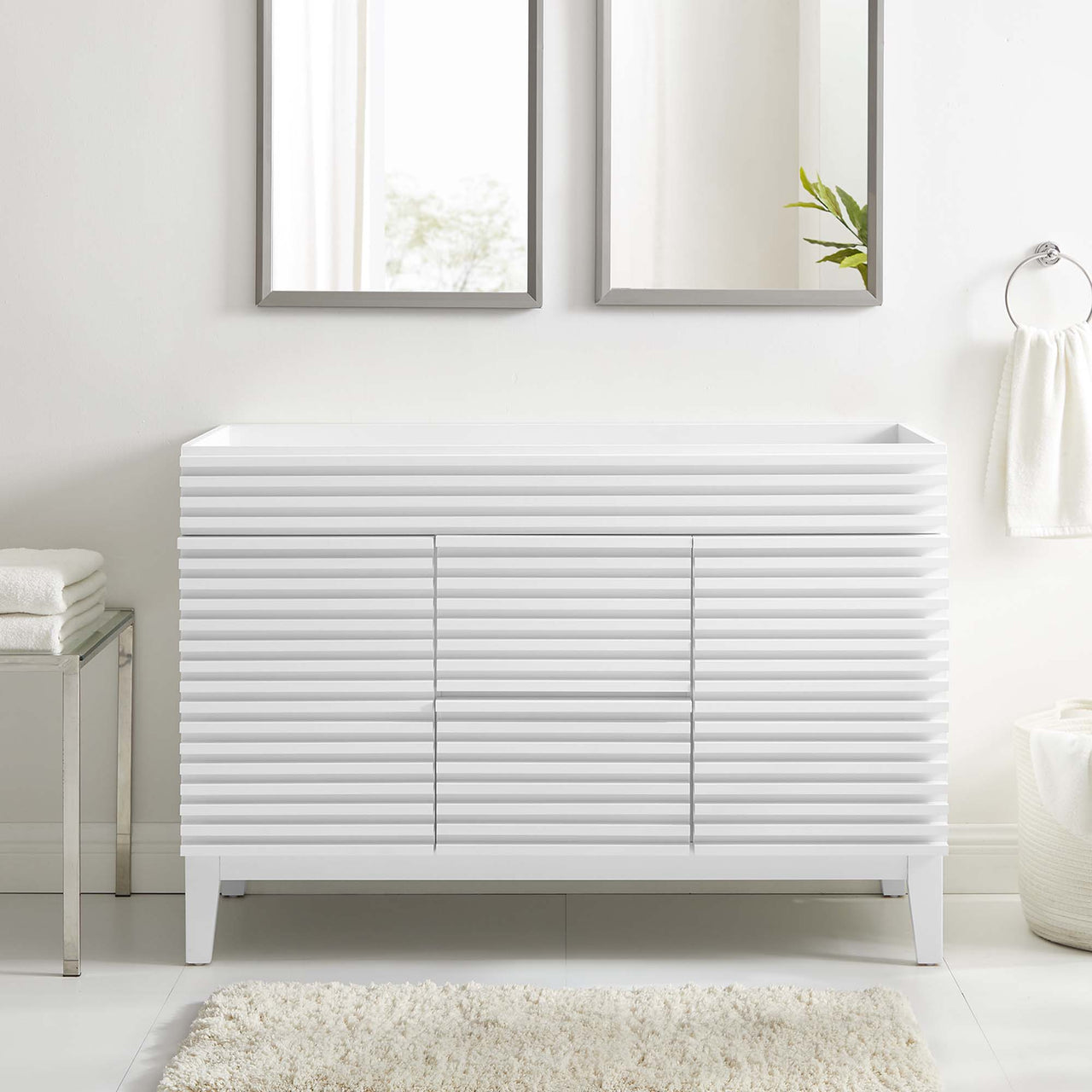 Ventra Vanity Base with Storage (Double Sink Compatible), Extra Large, White