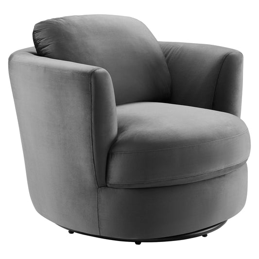 Eiravelle Upholstered Velvet Swivel Accent Chair, Gray
