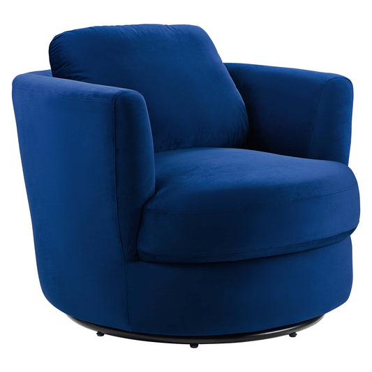 Eiravelle Upholstered Velvet Swivel Accent Chair, Navy