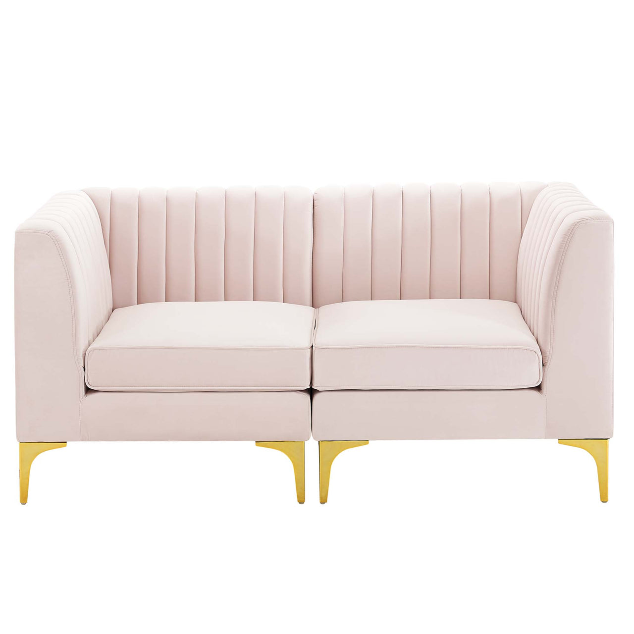 Valmere Upholstered Velvet Loveseat Sectional, Pink
