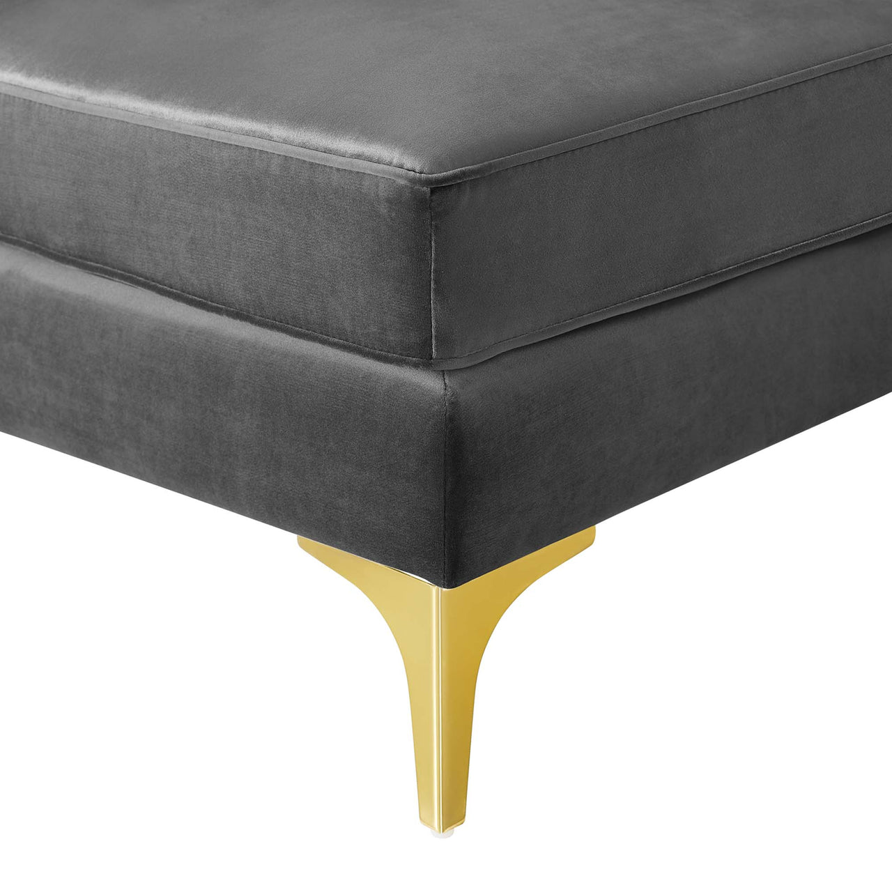 Valmere Upholstered Velvet 3-Seater Sofa Sectional, Gray