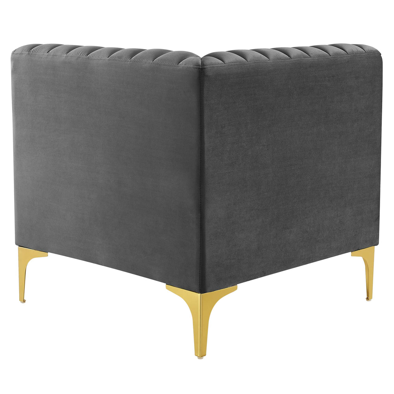Valmere L-Shaped Upholstered Velvet Sectional, Gray