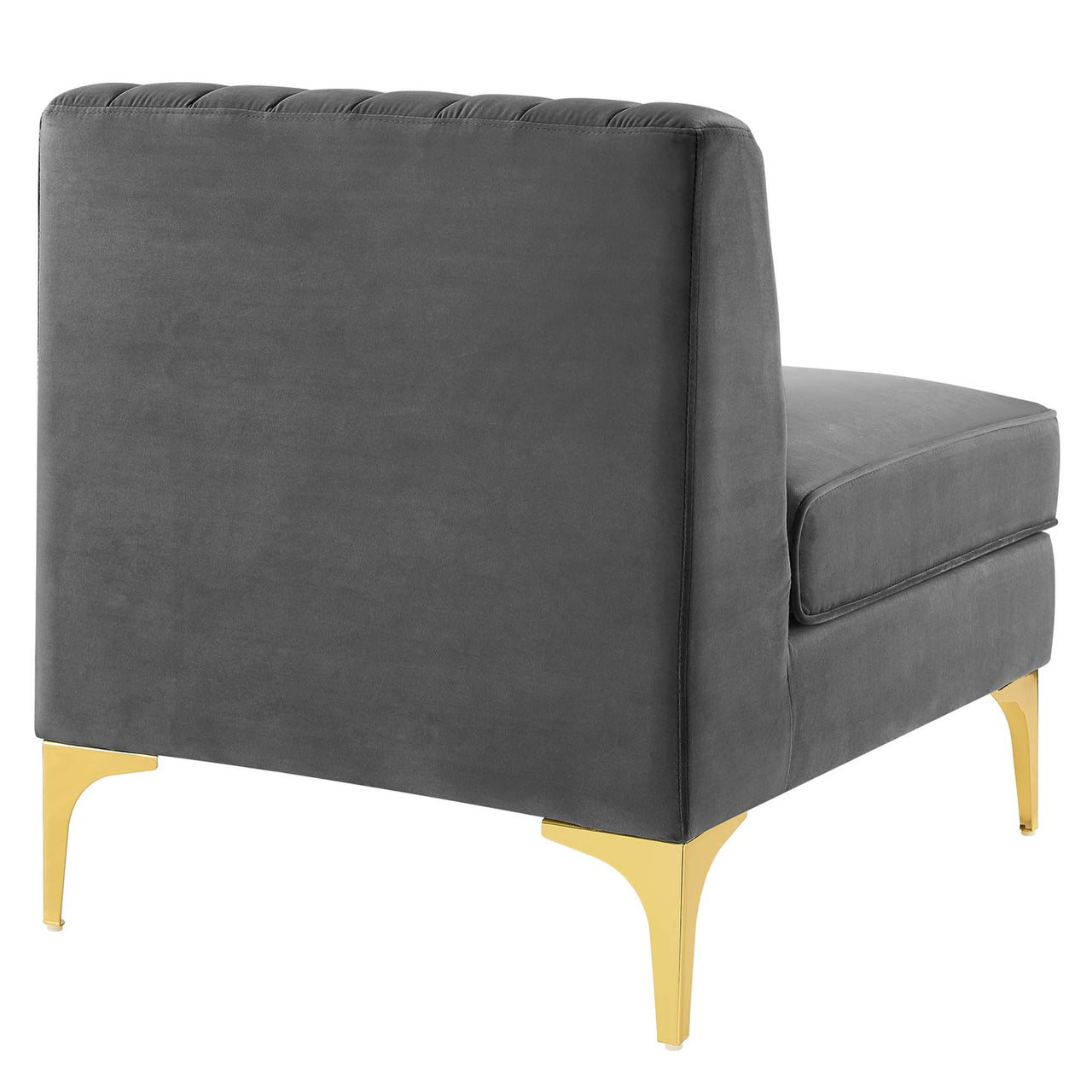 Valmere L-Shaped Upholstered Velvet Sectional, Gray