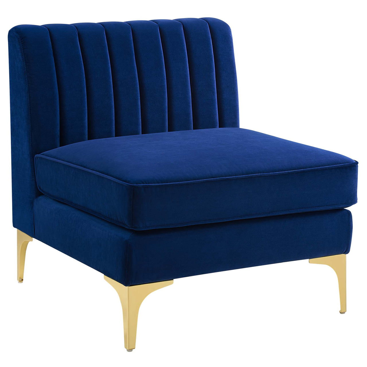 Triumph 5-Piece Channel Tufted Performance Velvet Sectional Sofa Set, Navy