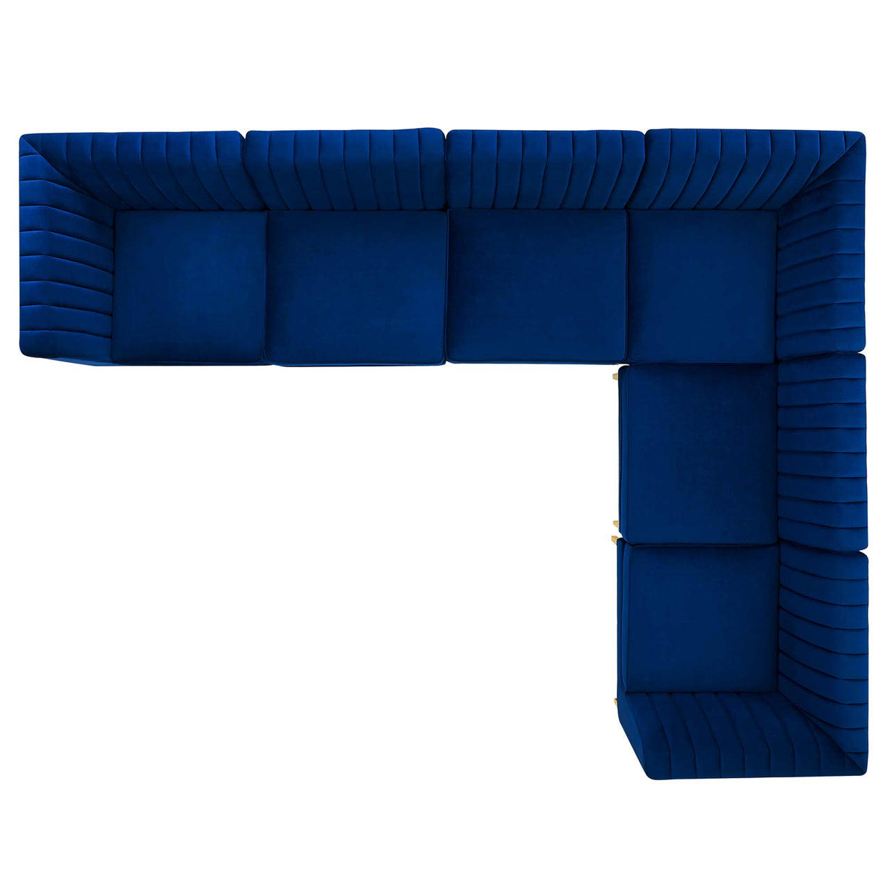 Triumph 6-Piece Channel Tufted Performance Velvet Sectional Sofa Set, Navy