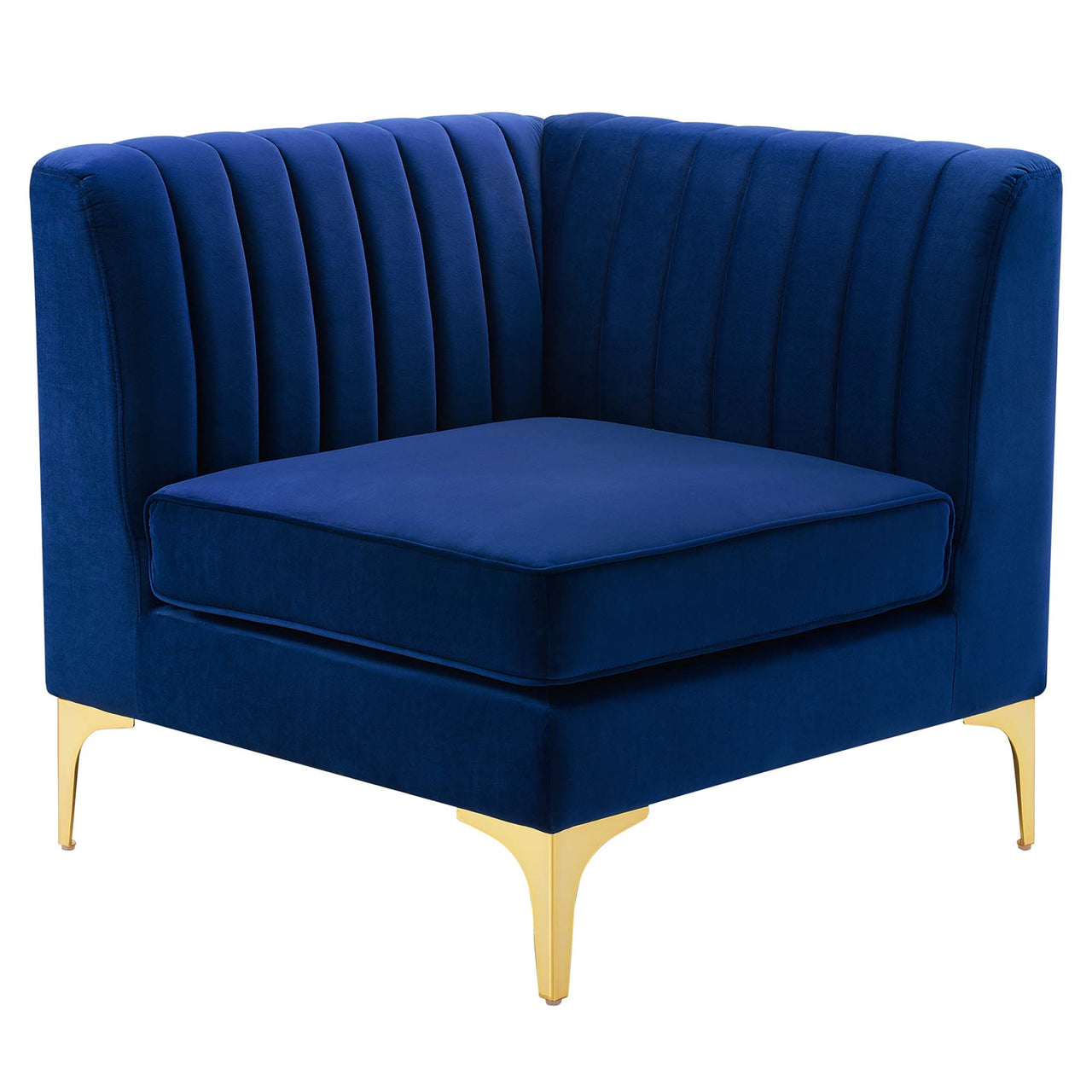 Triumph 6-Piece Channel Tufted Performance Velvet Sectional Sofa Set, Navy