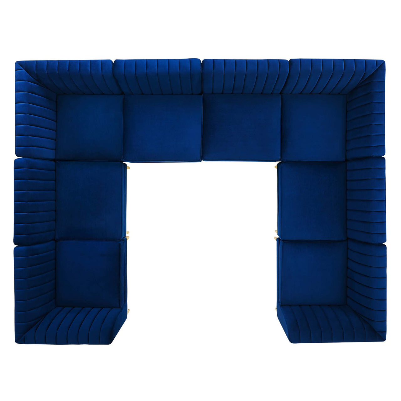 Valmere U-Shaped Upholstered Velvet Sectional, Navy