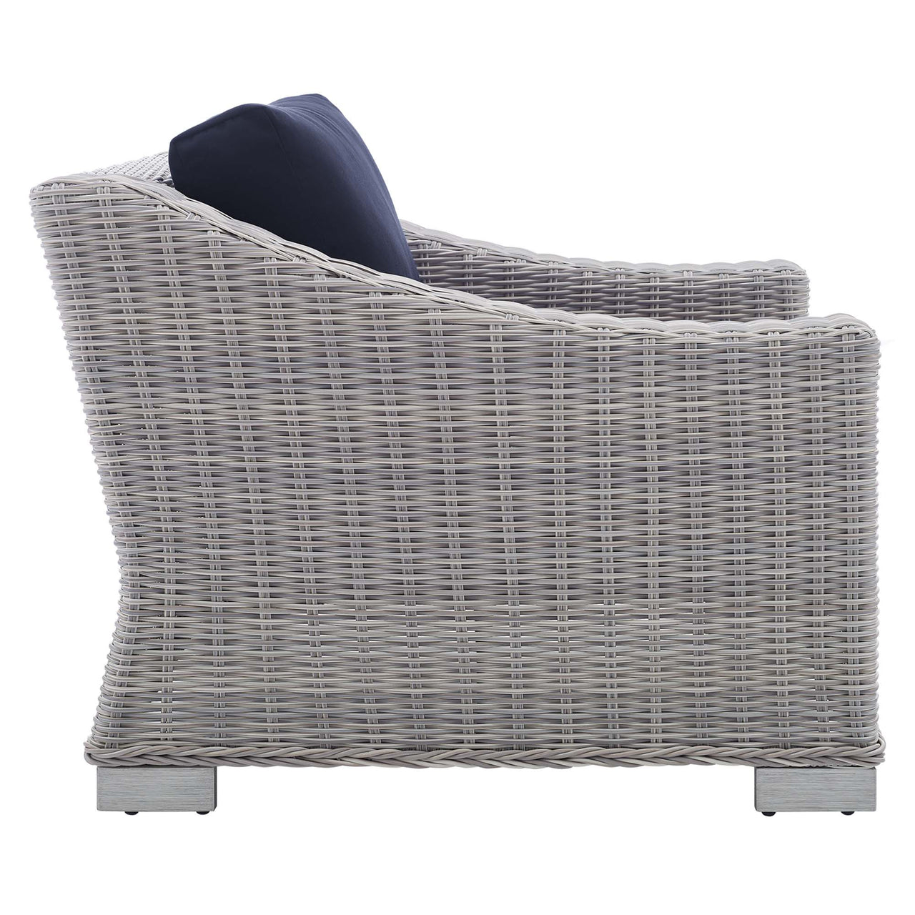 Corvara 2-Piece Sunbrella® Alfresco Woven Armchair & Ottoman Set Light Gray & Navy