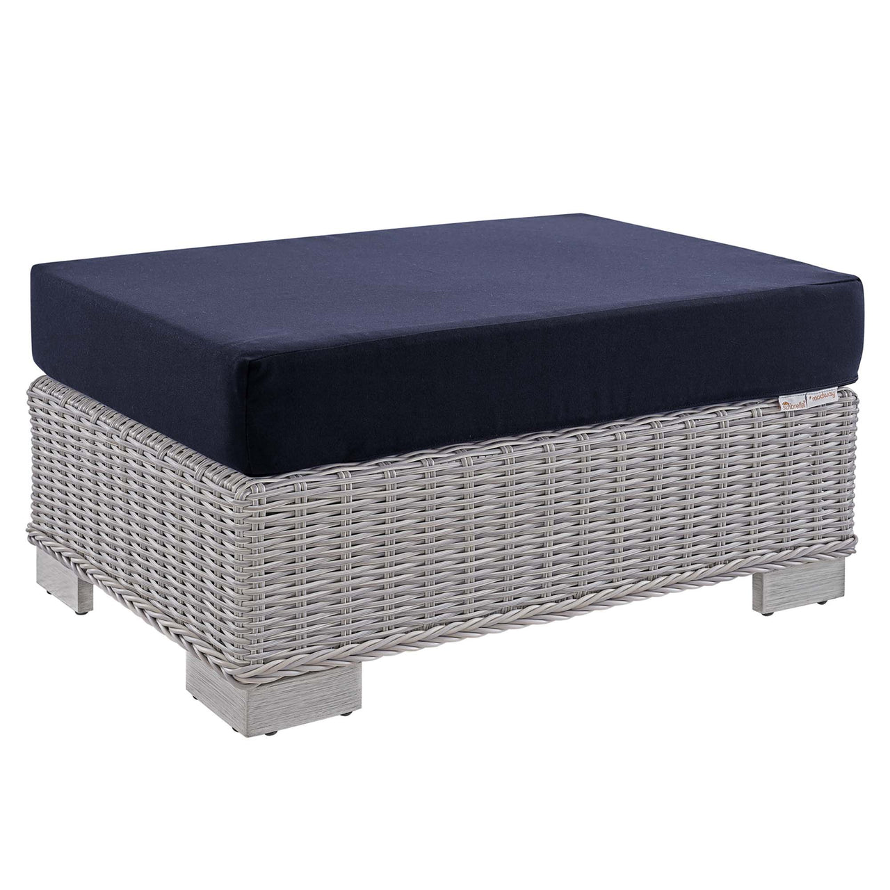 Corvara 2-Piece Sunbrella® Alfresco Woven Armchair & Ottoman Set Light Gray & Navy
