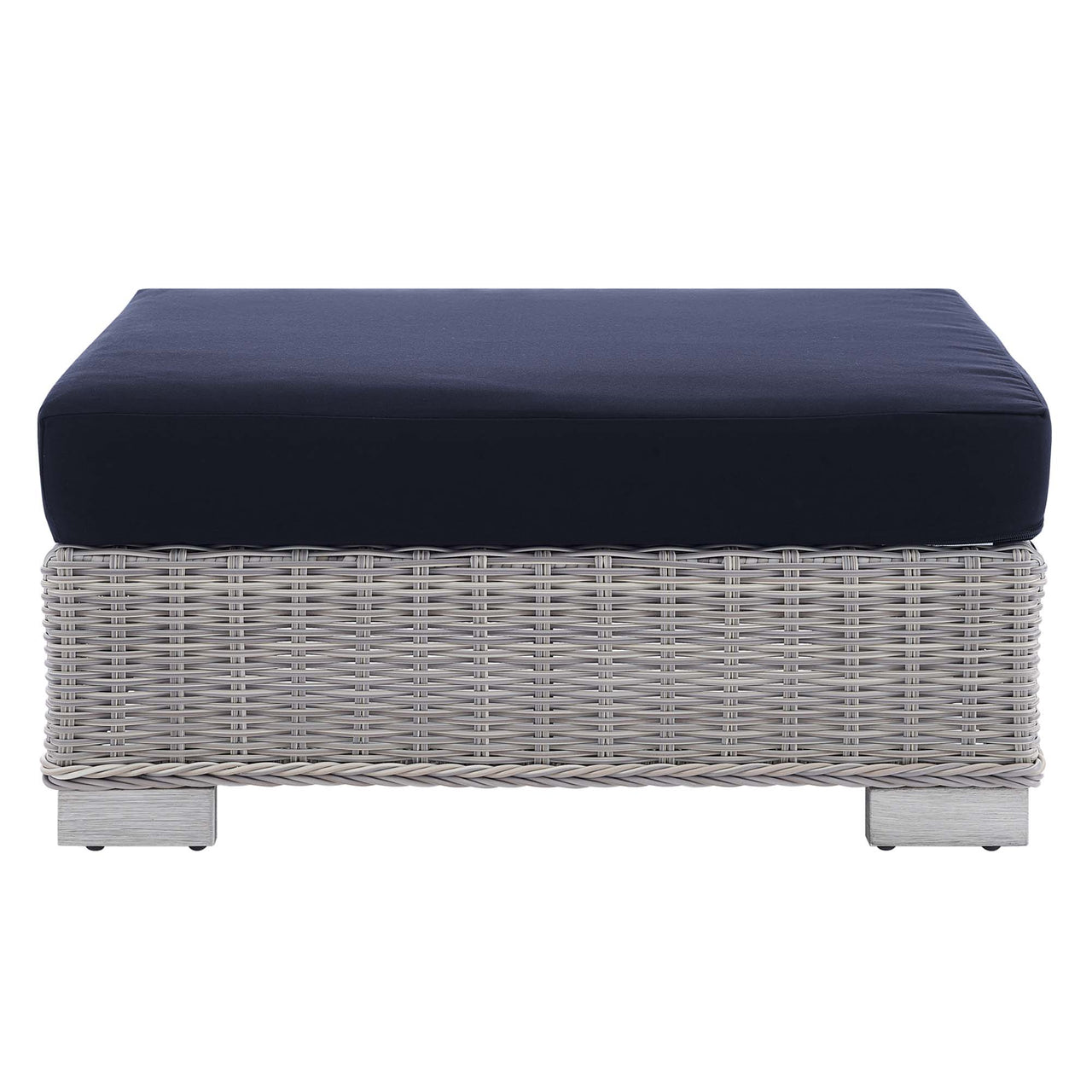 Corvara 2-Piece Sunbrella® Alfresco Woven Armchair & Ottoman Set Light Gray & Navy